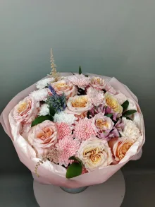 Сборный Букет из роз и хризантем